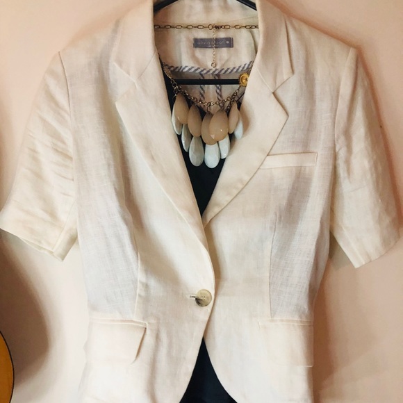 short sleeve linen blazer